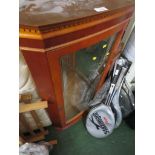 MAHOGANY VENEER GLAZED CORNER CUPBOARD.