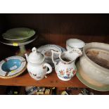 ONE SHELF OF DECORATIVE CHINA. (AF)