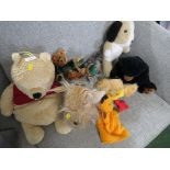 PLUSH ANIMALS AND A CHAD VALLEY SOOTY HAND PUPPET (SOLD AS DECORATIVE ITEMS ONLY)