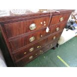 EARLY 19TH CENTURY MAHOGANY CHEST OF TWO SHORT OVER THREE LONG DRAWERS, WITH REGENCY STYLE
