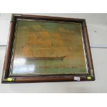 FRAMED REPRODUCTION PRINT ON BOARD OF SAILING VESSEL.