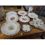 CHINA DRESSING TABLE SET, WEGDWOOD OF ETRURIA AND BARLASTON LIVERPOOL BIRDS JAR AND DECORATIVE