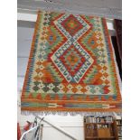 CHOBI KILIM GEOMETRIC PATTERN FLOOR RUNNER 197 BY 70 CM.