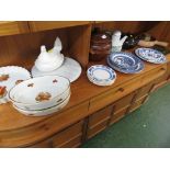 SELECTION OF HOUSEHOLD CHINA AND POTTERY INCLUDING A PORTMEIRION CHICKEN EGG CROCK AND A MIDWINTER