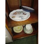 THREE DENBY TEA PLATES AND A SMALL SELECTION OF OTHER ASSORTED DINING CHINA