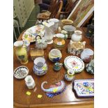 SELECTION OF CHINA AND POTTERY ITEMS INCLUDING VASES, PLANTERS, SEGMENTED DISH ETC.