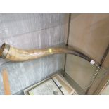 CATTLE HORN WITH BRASS MOUNTS AND MOUTHPIECE