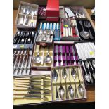 SELECTION OF BOXED SILVER-PLATED AND STAINLESS CUTLERY.