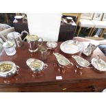 SMALL SELECTION OF SILVER-PLATED WARE.