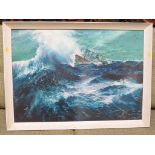 SHIP ON STORMY SEA, WATERCOLOUR AND WHITENING, SIGNED C L MATTHEWS LOWER RIGHT, (52CM X 73.5CM),