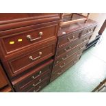 G-PLAN MAHOGANY VENEER CHEST OF TWO SHORT DRAWERS OVER FOUR DRAWERS, TOGETHER WITH A PAIR OF