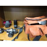 MINOLTA XD7 35MM SLR CAMERA WITH 50MM, 28MM AND 200MM LENSES AND CARRY BAG