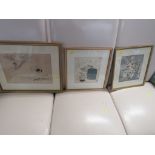 THREE FRAMED AND GLAZED JAPANESE PRINTS