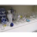 SELECTION OF DRINKING GLASSES AND DECORATIVE CHINA.