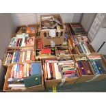 THIRTEEN BOXES OF ASSORTED FICTION AND REFERENCE BOOKS, VARIOUS AGE AND CONDITION.