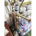 BRASS EFFECT FLOOR STANDING ELBOW LAMP.