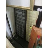 RECTANGULAR WALL MIRROR IN A STAINED WOODEN FRAME.