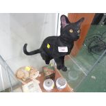 COUNTRY ARTISTS RESIN FIGURE OF A SEATED BLACK CAT, AND ONE OTHER RESIN FIGURE OF A CAT