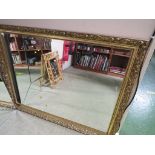 LARGE BEVELLED RECTANGULAR OVERMANTLE WALL MIRROR IN GILT EFFECT FRAME