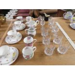 SMALL SELECTION OF HOME WARE INCLUDING PORTMEIRION JUGS, CHINA TEA CUPS AND SAUCERS, DRINKING
