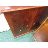 YEW VENEER REPRODUCTION SIDE CABINET WITH TWO SHELVES WITHIN.