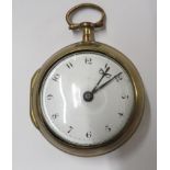 VICTORIAN SILVER-GILT CASED POCKET WATCH, ENAMEL DIAL WITH ARABIC NUMERALS, FUSEE MOVEMENT,