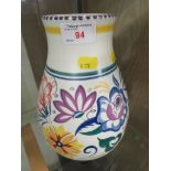 POOLE POTTERY VASE DECORATED WITH FLOWERS, THE BASE WITH PAINTED INITIALS AND STAMPED NUMBER 337