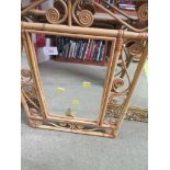 SMALL RECTANGULAR WALL MIRROR IN A BAMBOO FRAME