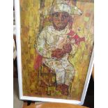 V. KELLY, 'SEATED MEXICAN CHILD', OIL ON BOARD, 90CM X 59CM, SIGNED AND DATED 63 LOWER LEFT, IN A