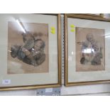 TWO FRAMED AND GLAZED FRENCH ENGRAVINGS AFTER L BOILLY.