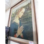 REPRODUCTION PRINT AFTER A RENAISSANCE PORTRAIT OF WOMAN, FRAMED.