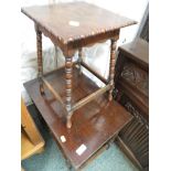 SMALL OAK OCCASIONAL TABLE WITH TURNED SUPPORTS , TOGETHER WITH OTHER OCCASIONAL TABLES *