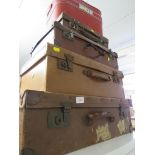 FOUR VINTAGE TRAVEL CASES AND VINTAGE VANITY CASE.