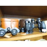 PAIR OF BOOTS 8X30 BINOCULARS WITH CASE, A PAIR OF ROSS 9X35 BINOCULARS WITH CASE AND ONE OTHER PAIR