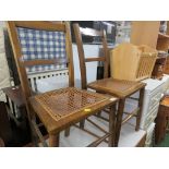 A PAIR OF MAHOGANY SIDE CHAIRS WITH CANED SEATS. *