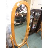 LIGHT WOOD CHEVAL MIRROR.