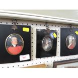 THREE FRAMED REPRODUCTION PORTRAIT MINIATURES.