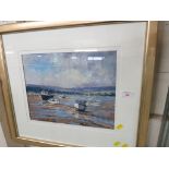 FRAMED AND GLAZED PASTEL PICTURE TITLED 'BRISK MORNING ON THE EXE ESTUARY' BY MICHAEL NORMAN.
