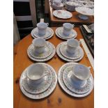 SET OF SIX TIENSHAN MANDERIN CHINA TEA CUPS , SAUCERS AND SIDE PLATES. *