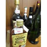 Thatchers vintage fine Somerset cider, 7.4%, 75cl (one bottle); Aldi Irish Cream,17%, 70cl (one