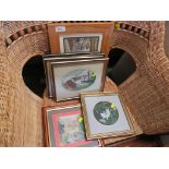 SELECTION OF SMALL FRAMED PICTURES AND PRINTS INCLUDING WATERCOLOURS.