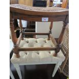 OAK DRESSING TABLE STOOL WITH CANE SEAT.