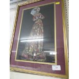FRAMED AND GLAZED PAINTING OF OF WOMAN IN PERIOD COSTUME, ANNOTATED 'MARGARET PEYTON, ISLEHAM,