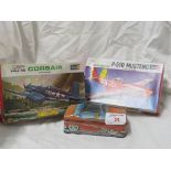 TWO BOXED REVELL MODEL AIRCRAFT KITS, AND AN IAN LOGAN'S COLLECTABLES TIN SHAPED AS A CAR