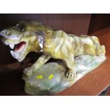 LARGE PAINTED PLASTER FIGURE OF A TIGER.