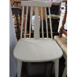 CREAM PAINTED STICK BACK CHAIR AND UPHOLSTER DRESSING TABLE STOOL*