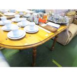 HONEY PINE D-END EXTENDING DINING TABLE. *