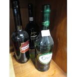 Three bottles of Sherry - Harveys Amontillado medium dry sherry, 17.5%, 75cl (one bottle); Harveys