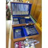 JOHN CHATTERLEY AND SONS PART CANTEEN OF SILVER PLATED AND STAINLESS CUTLERY, A CASED SET OF SIX