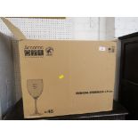 BOX OF STEMMED WINE GLASSES. *